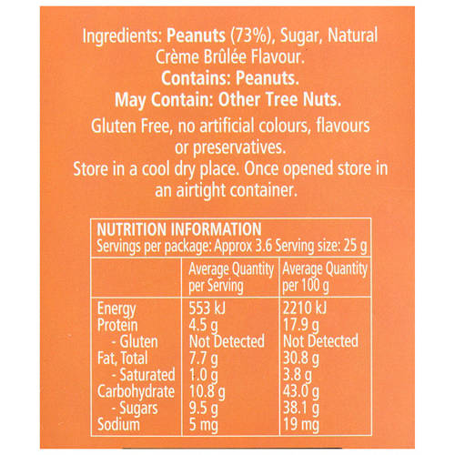 Ingredients 1, Crème Brulee Peanuts 90g