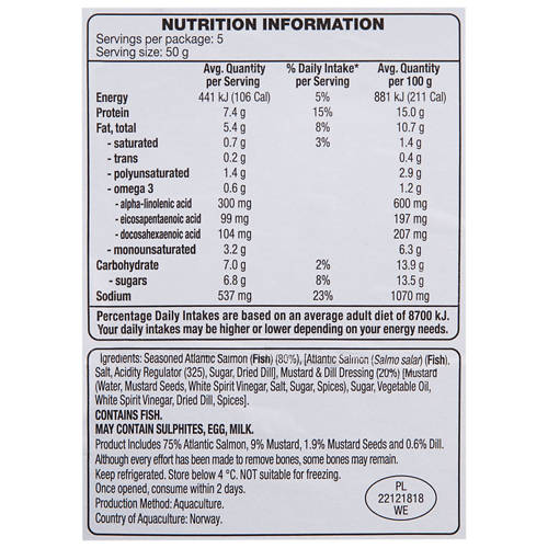 Nutrients 1, Salmon Gravalax with Mustard & Dill Sauce 250g