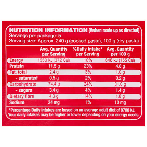 Nutrients 1, Pasta Large Shells 500g
