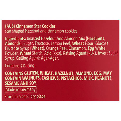 Ingredients 1, Zimtsterne Cinnamon Stars 175g