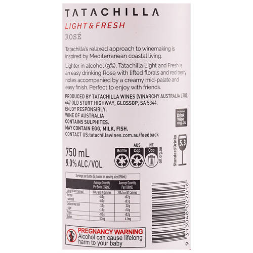 Front shot 3, Tatachilla Light & Fresh Rose 2025 750mL