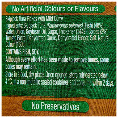 Ingredients 1, Mild Curry Tuna 95g