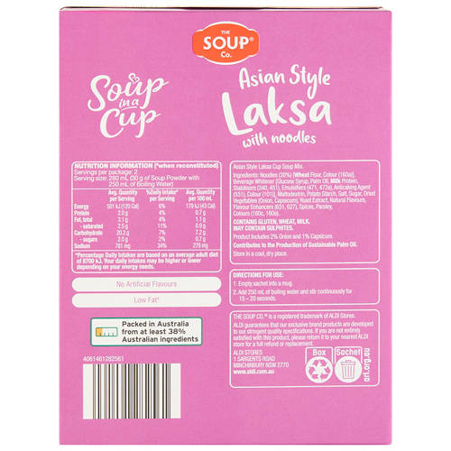 Front shot 3, Asian Style Laksa with Noodles Soup in a Cup 2 Pack 60g