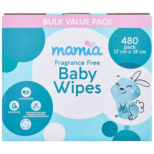 Front shot 2, Baby Wipes Fragrance Free 480 Pack