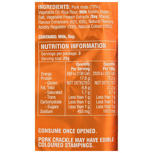 Nutrients 1, Pork Crackle Smokey Bacon 75g