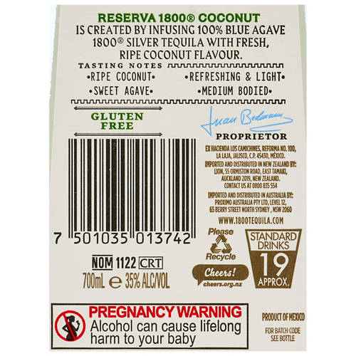 Nutrients 1, Coconut Tequila Liqueur 700ml