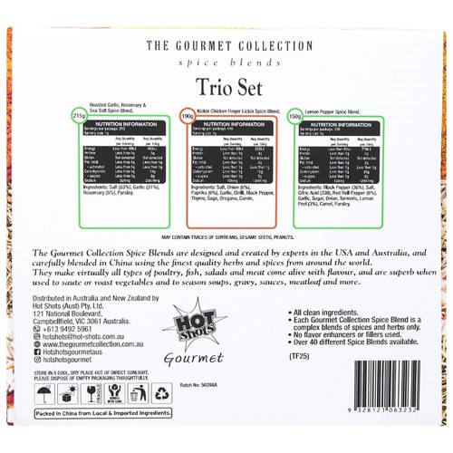 Front shot 2, Assorted Trio of Spice Pack 555g