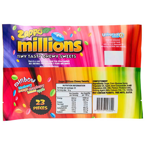 Front shot 2, Millions Rainbow Share Pack 368g