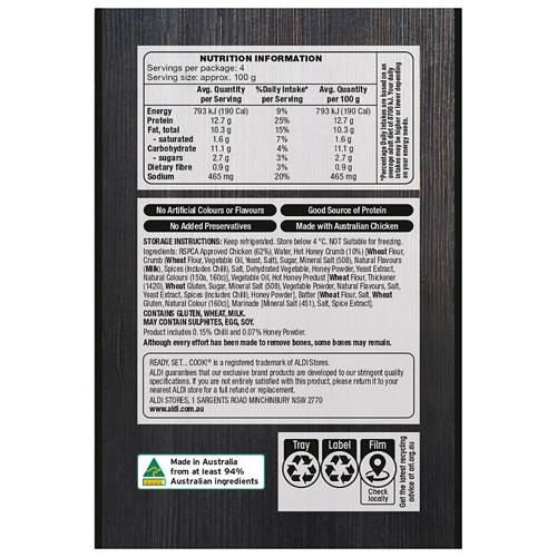 Nutrients 2, RSPCA Approved Hot Honey Boneless Chicken 400g