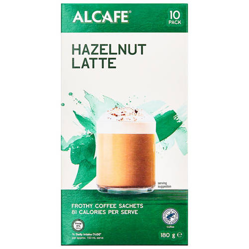 Front shot 2, Hazelnut Latte Coffee Sachets 10 Pack 180g