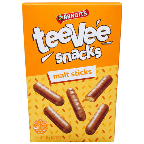 Front shot 2, Tee Vee Snacks Malt Sticks 175g