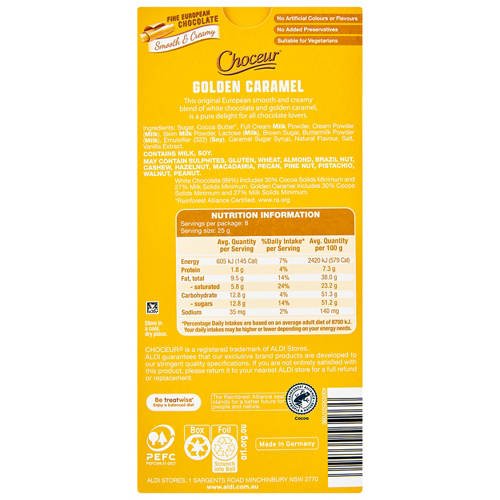 Front shot 2, Golden Caramel Chocolate 200g