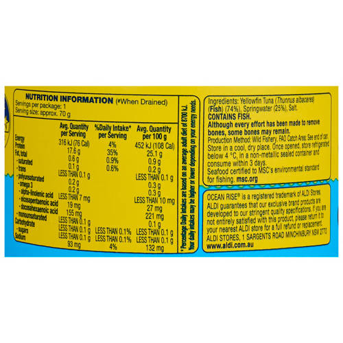 Nutrients 1, Yellowfin Tuna in Springwater 95g