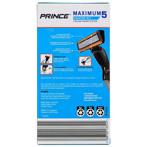 Front shot 3, Maximum Men's 5 Blade Razor Shaving Kit