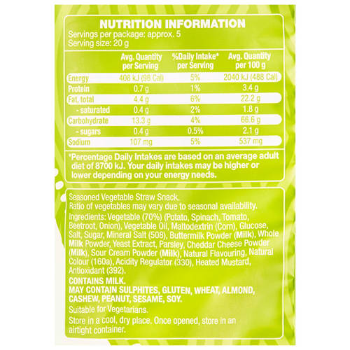 Nutrients 1, Vegetable Straws Sour Cream & Herb Flavoured 110g
