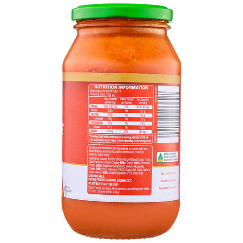 Front shot 3, Pasta Bake Creamy Tomato Mozarella Sauce 500g