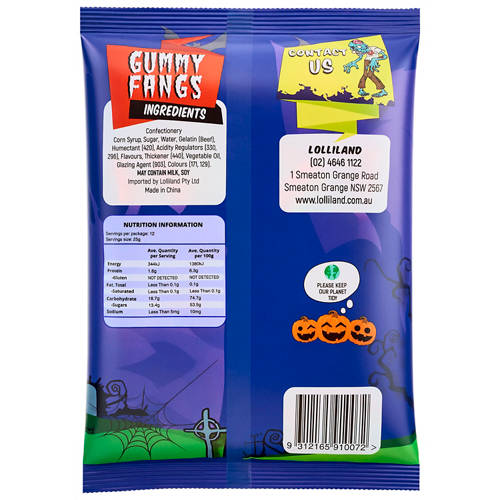 Front shot 2, Halloween Mix Gummi Fangs 300g