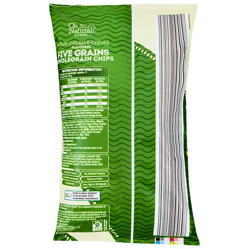 Front shot 2, 5 Grains Wholegrain Chips - Sour Cream & Chives Flavoured 175g