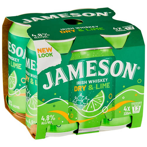 Front shot 2, Dry & Lime Cans 4 Pack 330ml