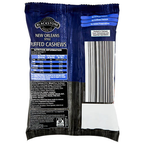 Front shot 2, New Orleans Style Puffed Cashews 150g