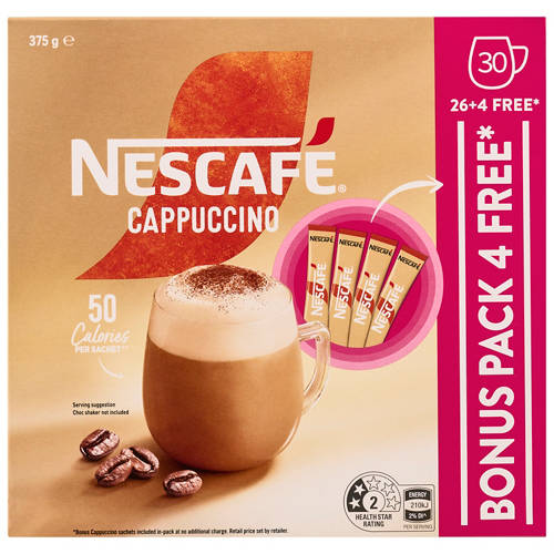 Front shot 2, Cappuccino Sachets 30 Pack 375g