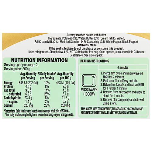 Nutrients 1, Mashed Potato 400g