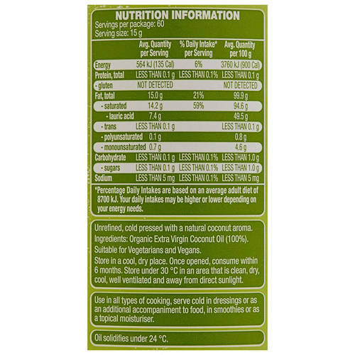 Nutrients 1, Extra Virgin Coconut Oil 900g.