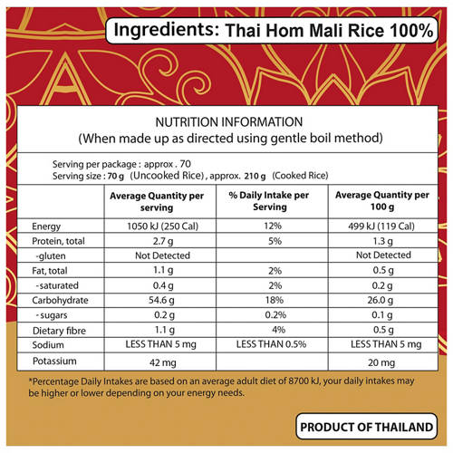 Nutrients 1, Thai Hom Mali Jasmine Rice 5kg