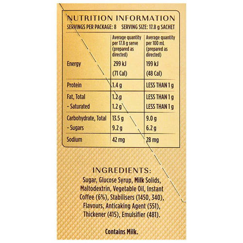 Nutrients 1, Hot/Iced Coffee Vanilla Latte 8 Pack 142.4g