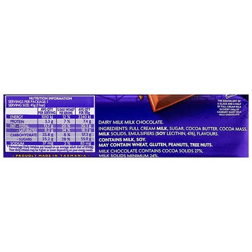 Nutrients 1, Dairy Milk Chocolate Bar 45g