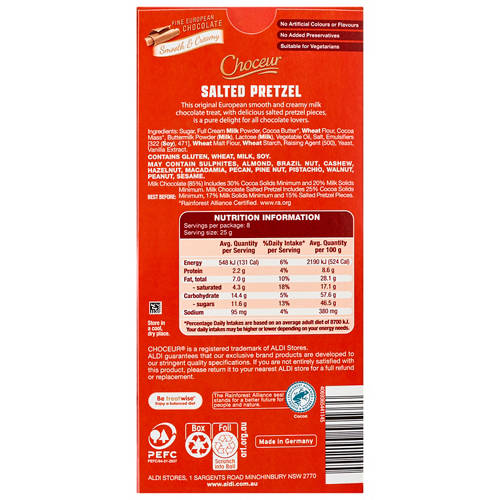 Front shot 2, Salted Pretzel Block Chocolate 200g