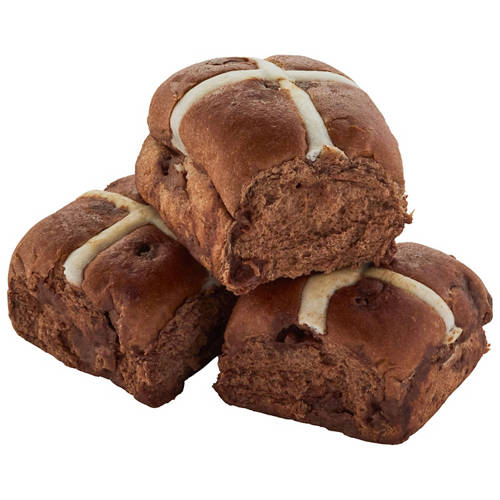 Front shot 3, Chocolate Hot Cross Buns 6 Pack 450g