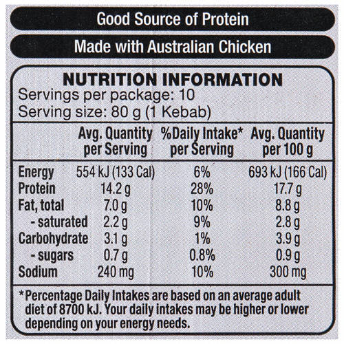 Nutrients 1, Honey Soy RSPCA Approved Chicken Kebabs 800g