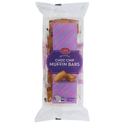 Front shot 2, Choc Chip Muffin Bars 10 Pack 420g