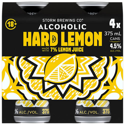 Front shot 2, Alcoholic Lemon 4.5% Can 4 Pack 375ml