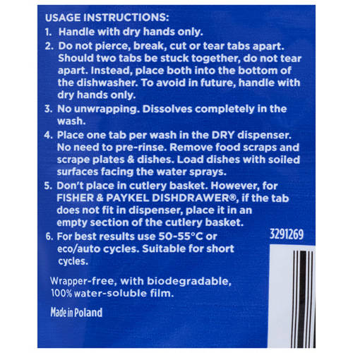 Ingredients 1, Quantum Dishwashing Tablets 72 Pack