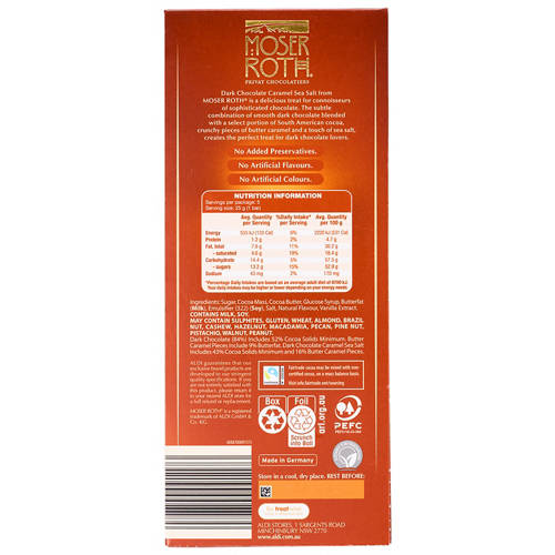 Front shot 2, Caramel Sea Salt Chocolates 5 Pack 125g