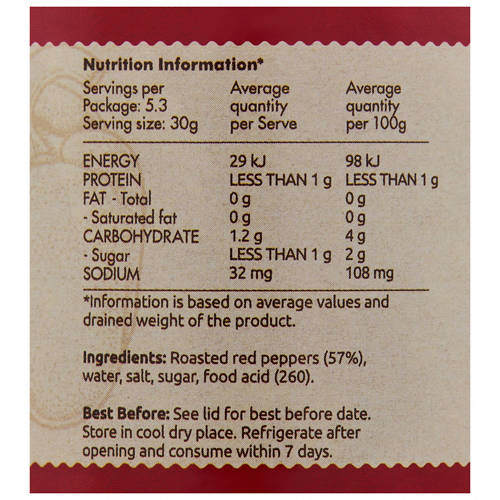 Nutrients 1, Roasted Red Pepper Strips 280g