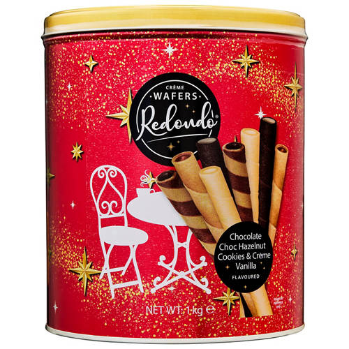 Front shot 2, Wafer Rolls Celebration Tin 1kg