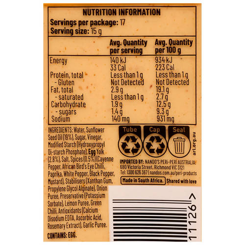 Nutrients 1, Mild Perinaise Sauce 265g
