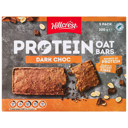 Front shot 2, Protein Oat Bars Dark Choc 5 Pack 200g