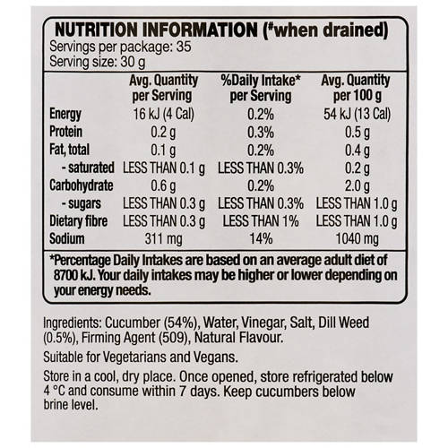 Nutrients 1, Dill Cucumbers 1.95kg