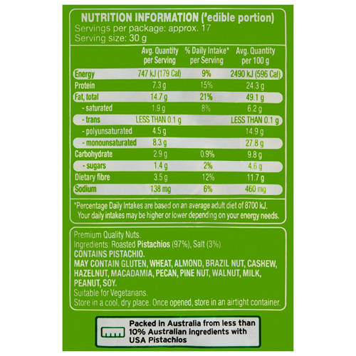 Nutrients 1, Pistachios Roasted & Salted 1kg