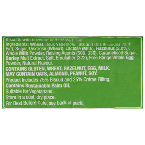 Ingredients 1, Mini Creme Bites Hazelnut 250g