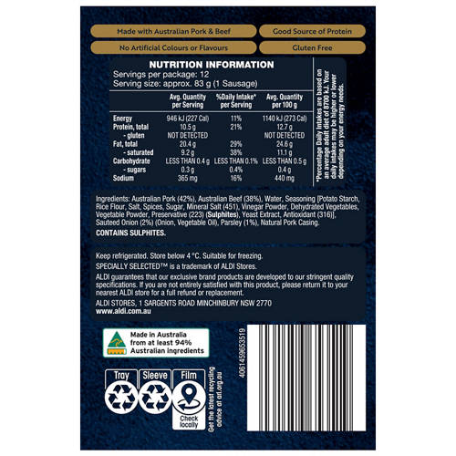 Front shot 2, Italian Style Pork & Beef Sausages 1kg