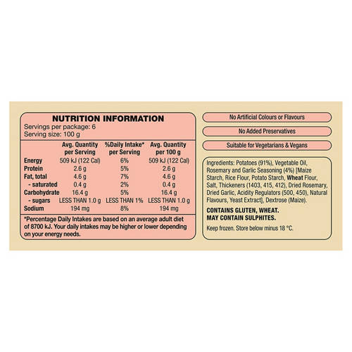Nutrients 1, Rosemary & Garlic Roast Potatoes 600g