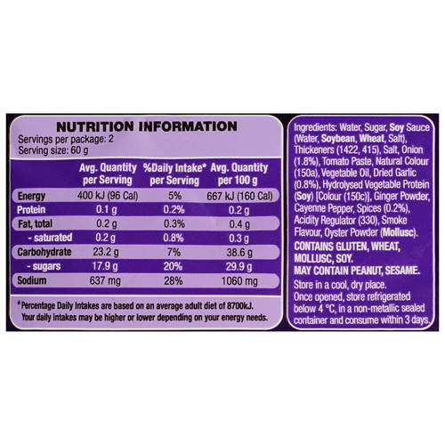 Nutrients 1, Mongolian Style Stir Fry Sauce 120g