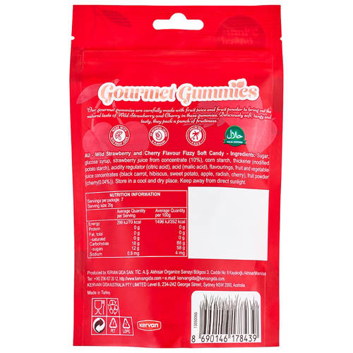 Front shot 2, Gourmet Gummies Strawberry & Cherry 140g