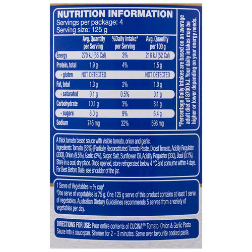 Nutrients 1, Tomato Onion & Garlic Pasta Sauce 500g