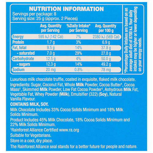 Nutrients 1, Milk Chocolate Flaked Truffles 200g